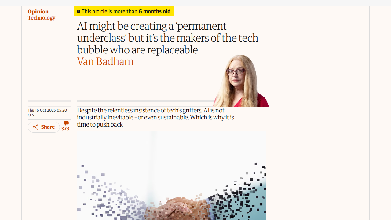 Screenshot of The Guardian article